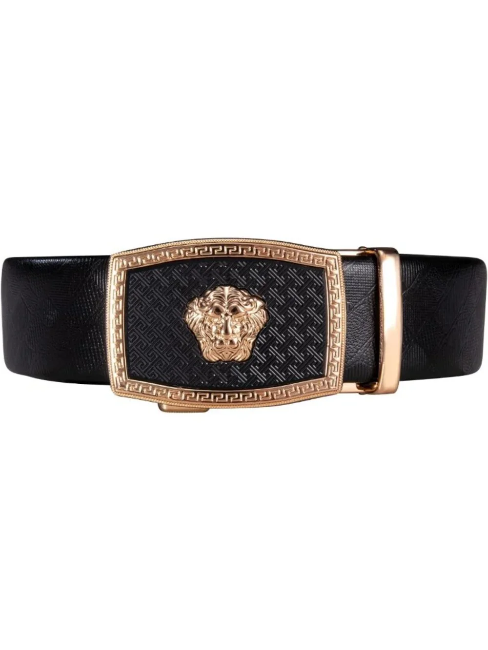 Stylish Men's Ratchet Leather Dress Belt with Sliding Buckle - Adjustable Fit